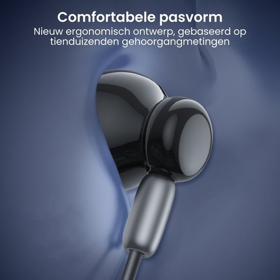 Zwarte ergonomische oordop met comfortabel ontwerp passend in het oor voor lange draagduur