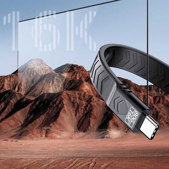 Zwart, flexibel USB-kabel met duurzaam ontwerp en 16K label voor hoge prestaties