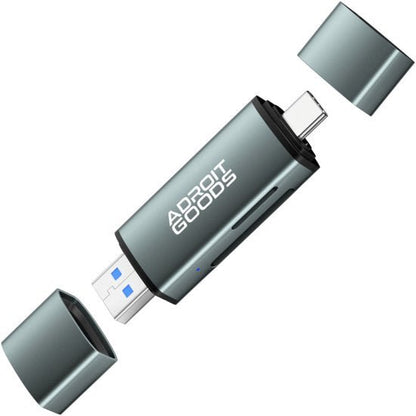 roestvrijstalen usb-stick met afneembare doppen en aansluitingen voor type c en usb-a