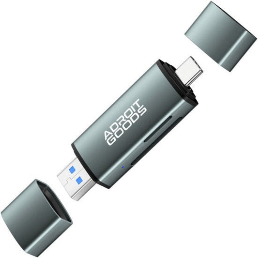 roestvrijstalen usb-stick met afneembare doppen en aansluitingen voor type c en usb-a