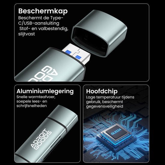 USB-stick met beschermkap, aluminium behuizing en geavanceerde hoofdchip voor veiligheid
