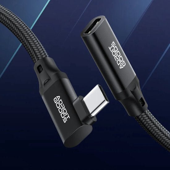 Zwarte AdroitGoods kabeladapter met gevlochten buitenkant en USB-C connectoren