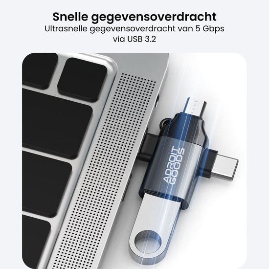 USB-stick aangesloten op laptop met focus op snelle gegevensoverdracht via USB 3.2 aansluiting