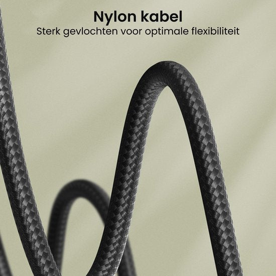 Zwart gevlochten nylon kabel met hoge flexibiliteit en stevigheid voor dagelijks gebruik