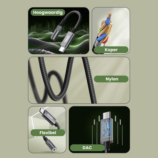 Flexibele hoogwaardige kabel met koperen draden en nylon omhulsel met DAC-technologie