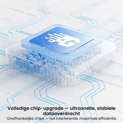 doorzichtige chip met blauw label en 4G symbool verbonden met digitale circuits