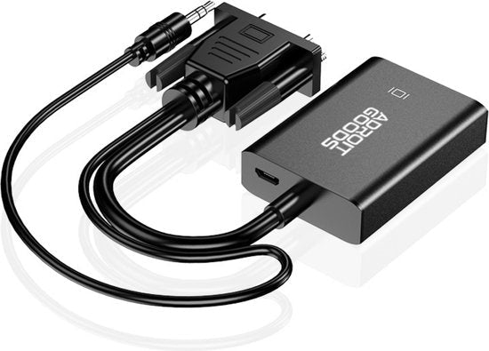 adapter kabel met verschillende verbindingskabels en een zwarte behuizing voor digitale video-uitgang