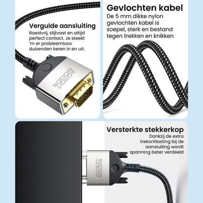 Nylon gevlochten kabel met vergulde aansluiting en versterkte stekkerkop voor betere duurzaamheid