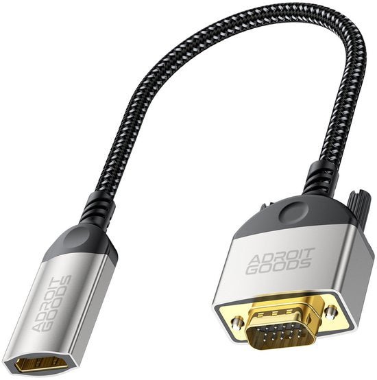 Adapterkabel met metalen behuizing en gevlochten beschermlaag voor duurzame verbinding