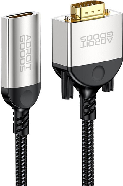 slanke zilverkleurige kabel met metalen behuizing en gesplitste connectoren in zwart