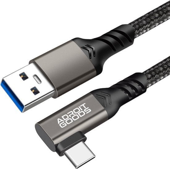 AdroitGoods gevlochten USB naar USB-C kabel met metalen behuizing en haakse connector