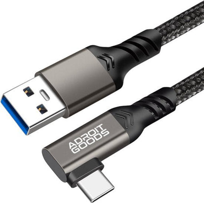 AdroitGoods gevlochten USB naar USB-C kabel met metalen behuizing en haakse connector