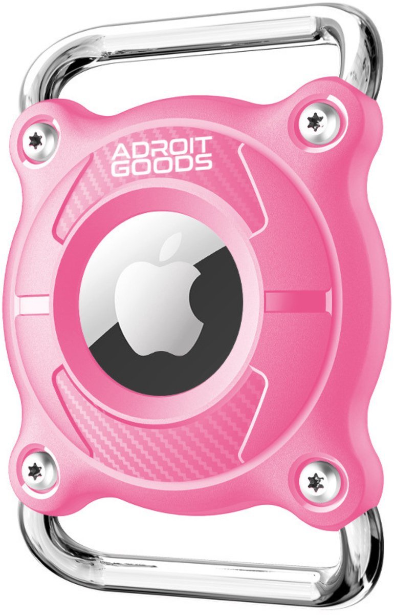 roze beschermhoes met metalen bevestiging voor een klein elektronisch apparaat