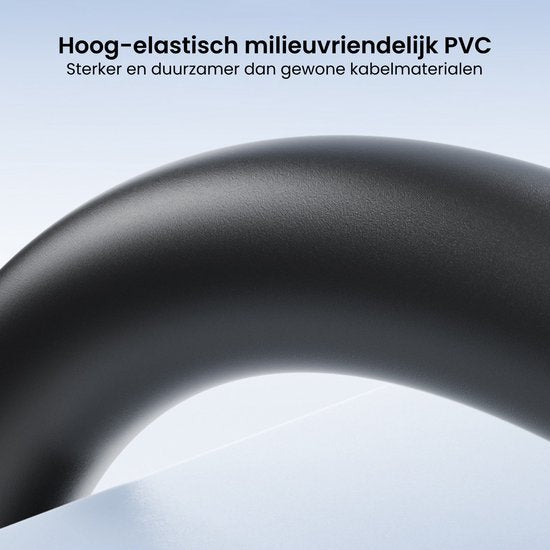 Zwarte hoog-elastische milieuvriendelijke PVC buis, sterker en duurzamer dan standaard kabelmateriaal.