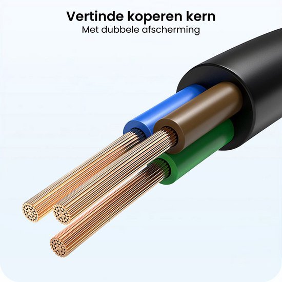 Opengewerkte kabel met vertinde koperen kern en gekleurde aders