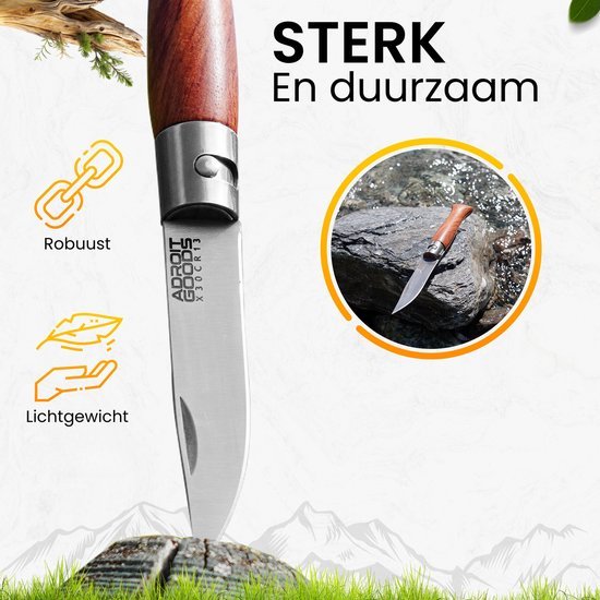 Luxe mes met houten handvat en roestvrij stalen lemmet, duurzaam en robuust design